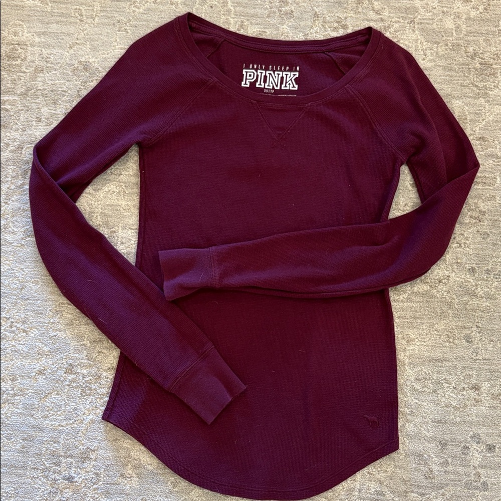 PINK Victoria's Secret Maroon Long Sleeve Tee
